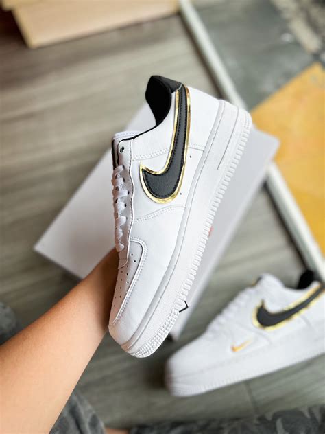 nike weiß gold swash|Nike Air Force 1 Low '07 LV8 Double Swoosh White Metallic Gold .